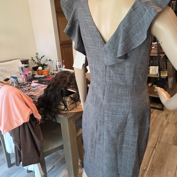 Chic Asymmetrical Ruffle Dress - Gray - Picture 8 of 9